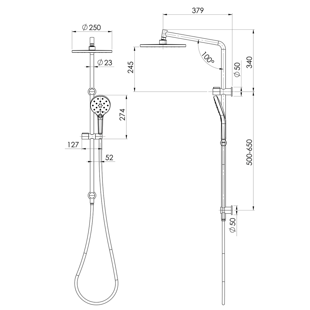 Ormond LuxeXP Twin Shower Rail