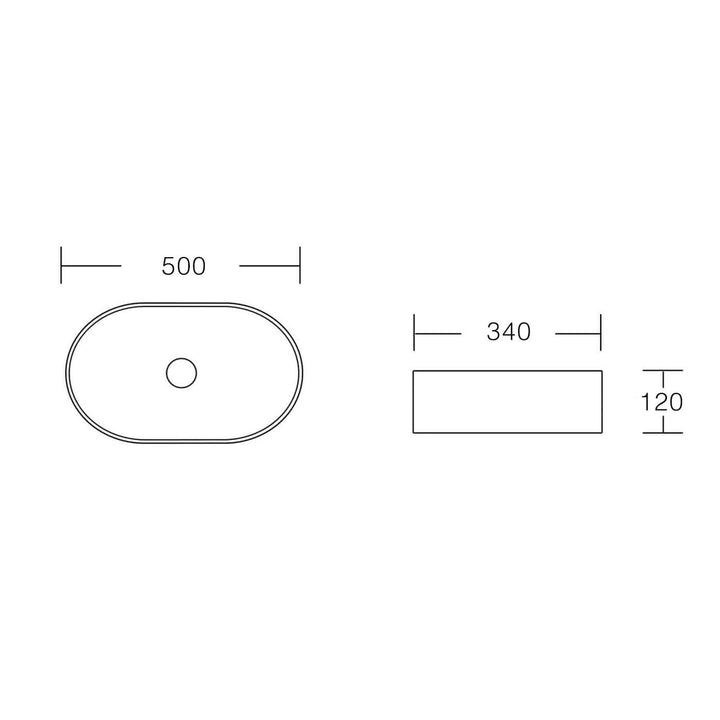 Oslo Pill LUX Oval Above Counter Ceramic Basin 500mm