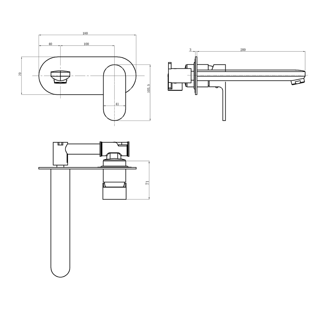 Oval Round Wall Mixer & Spout Set