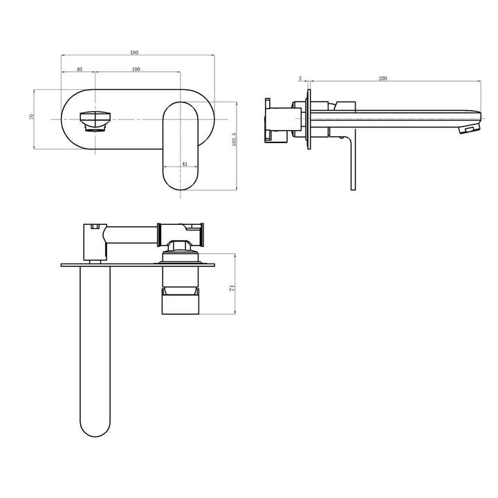 Oval Round Wall Mixer & Spout Set