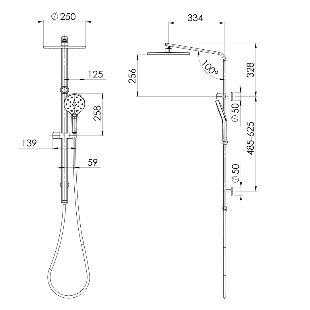 Oxley LuxeXP Twin Shower Rail