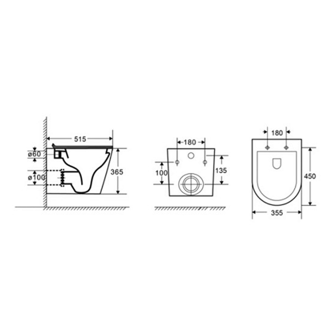 Parma Wall Hung Rimless Toilet Geberit Sigma 20 Package