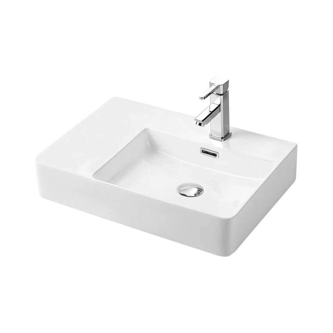 Petra Skew Wall Hung Ceramic Basin 600mm