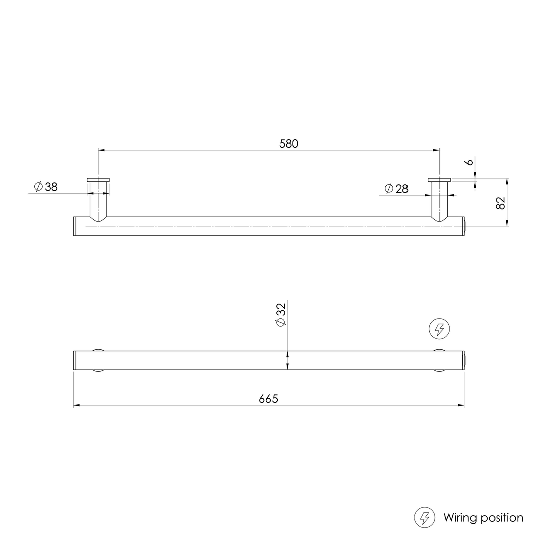 Phoenix Round Heated Vertical Towel Rail 600-800mm