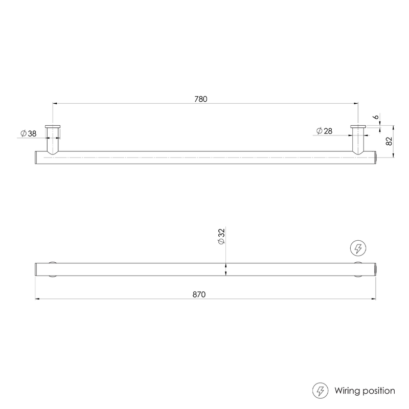 Phoenix Round Heated Vertical Towel Rail 600-800mm