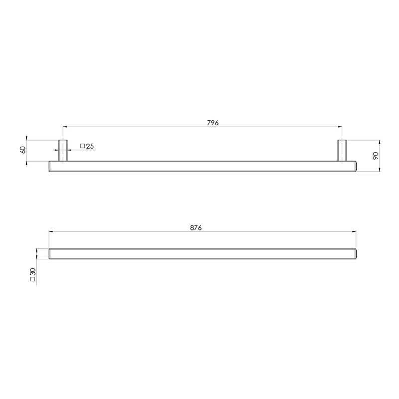 Phoenix Square Heated Vertical Towel Rail 600-800mm