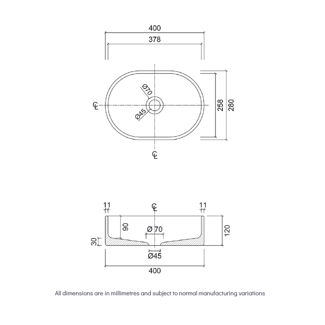 Concrete Pod Above Counter Basin 400x280mm