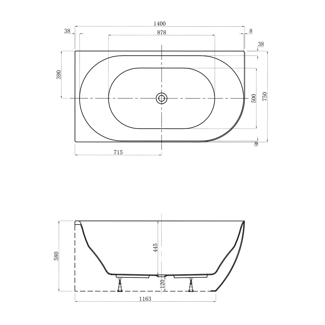 Positano Corner Bathtub 1400-1600mm