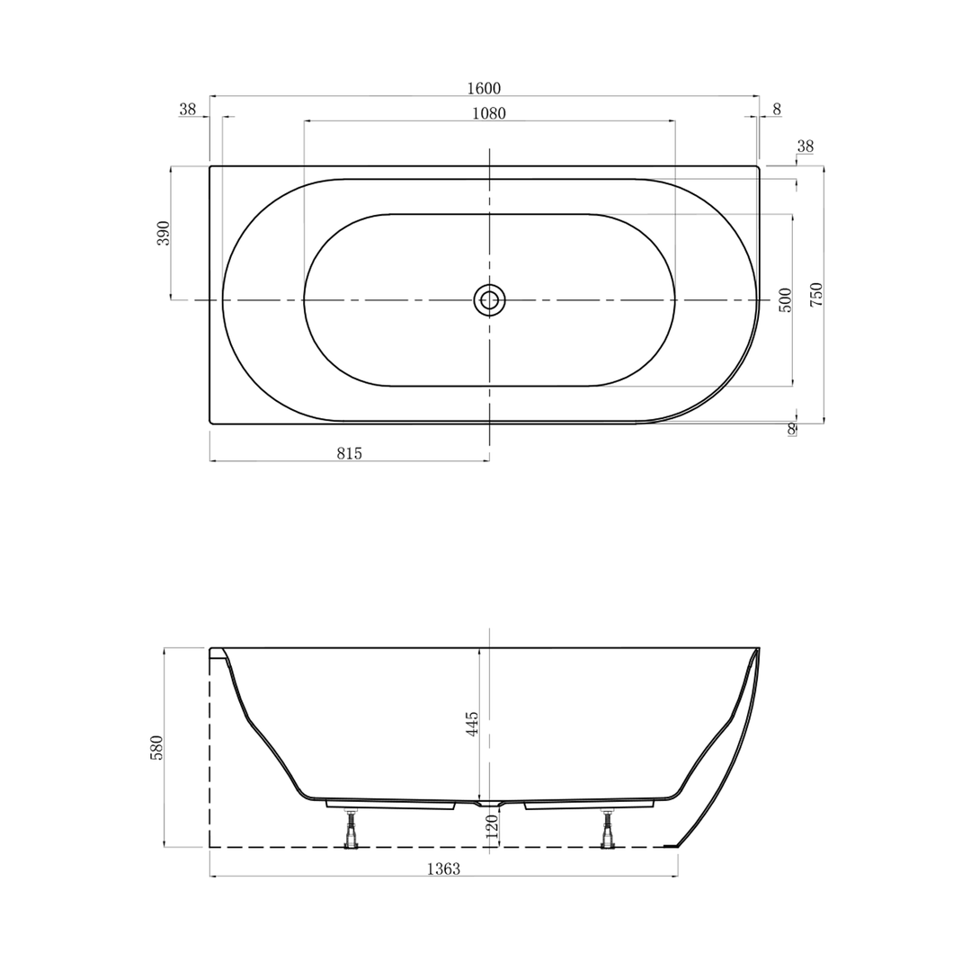 Positano Corner Bathtub 1400-1600mm