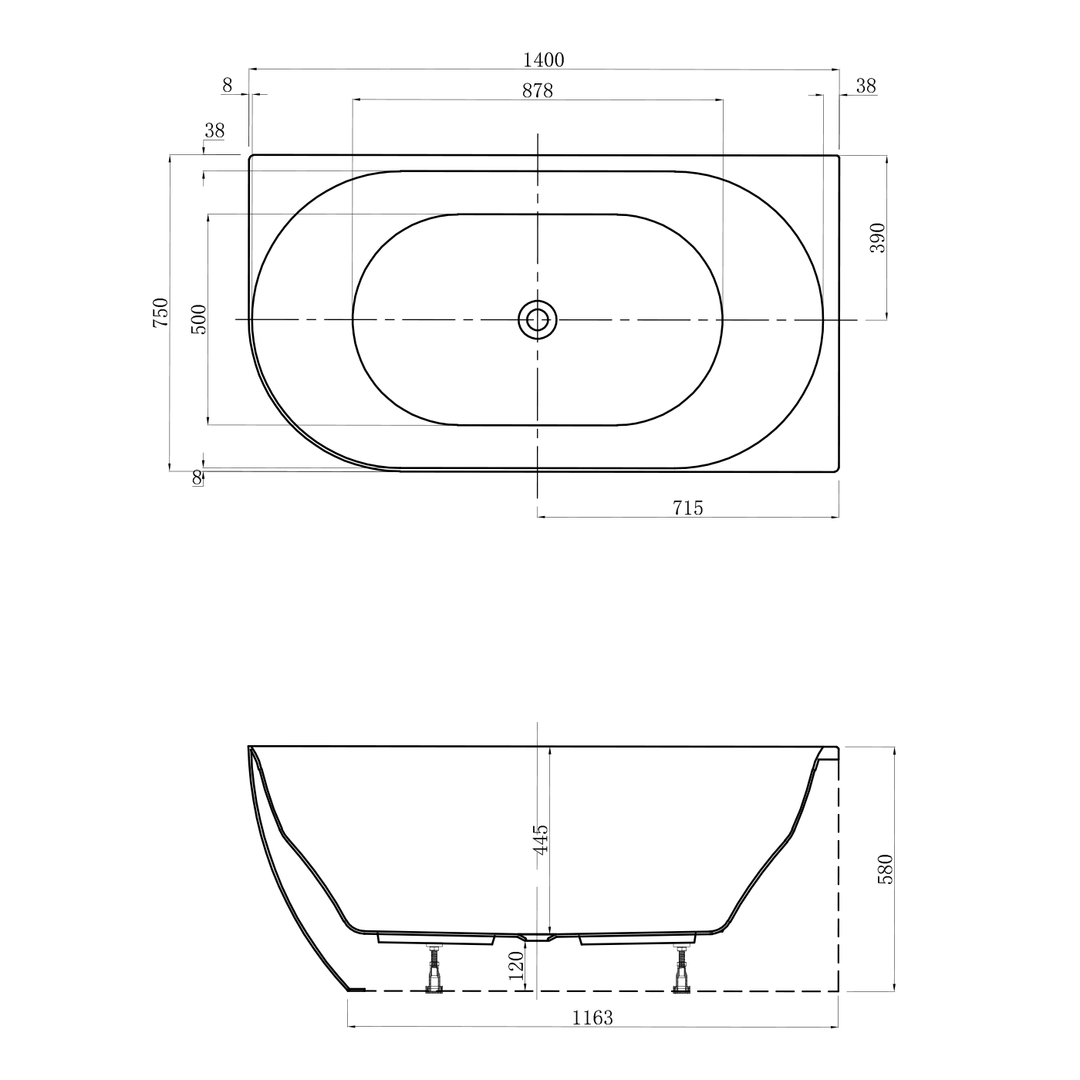 Positano Corner Bathtub 1400-1600mm