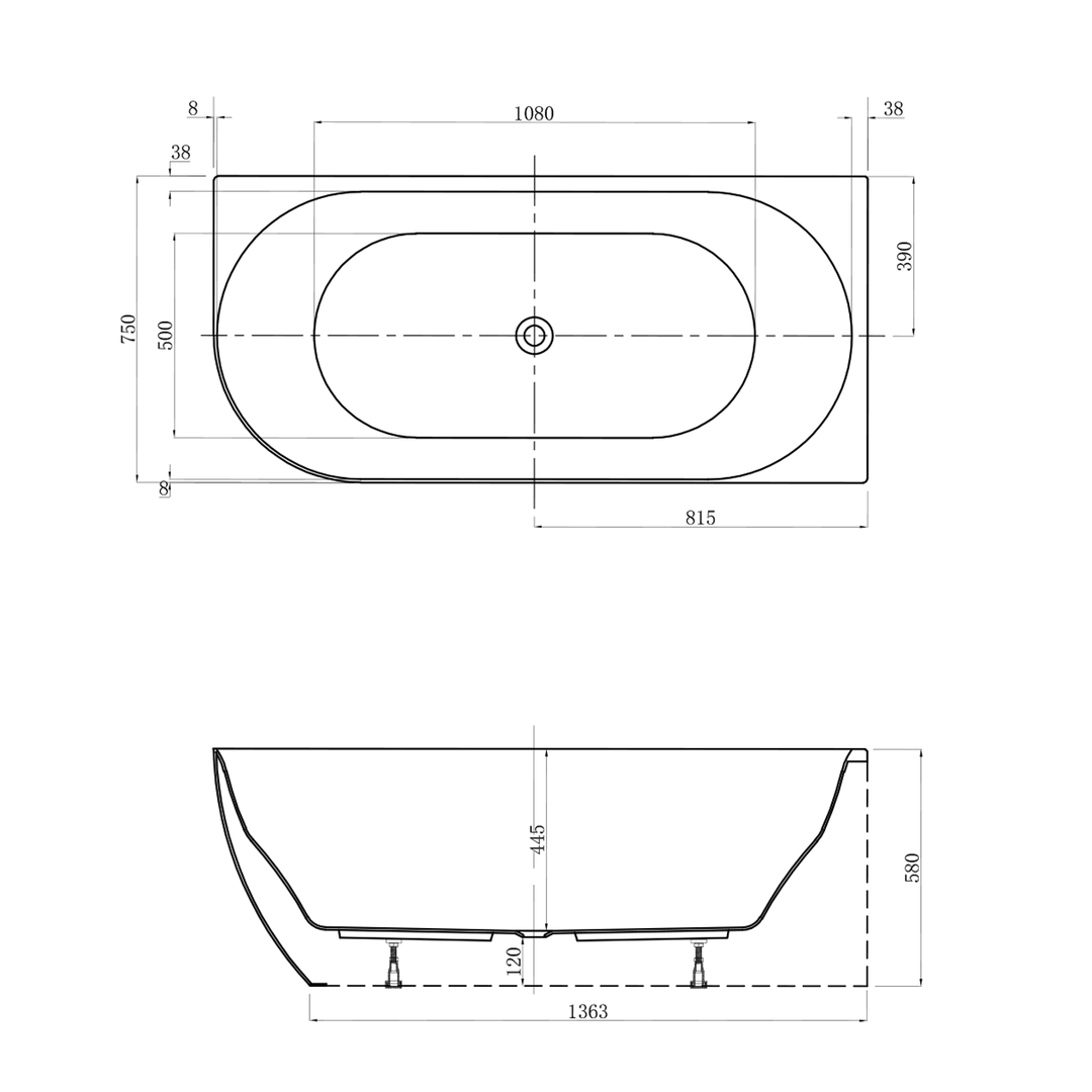 Positano Corner Bathtub 1400-1600mm