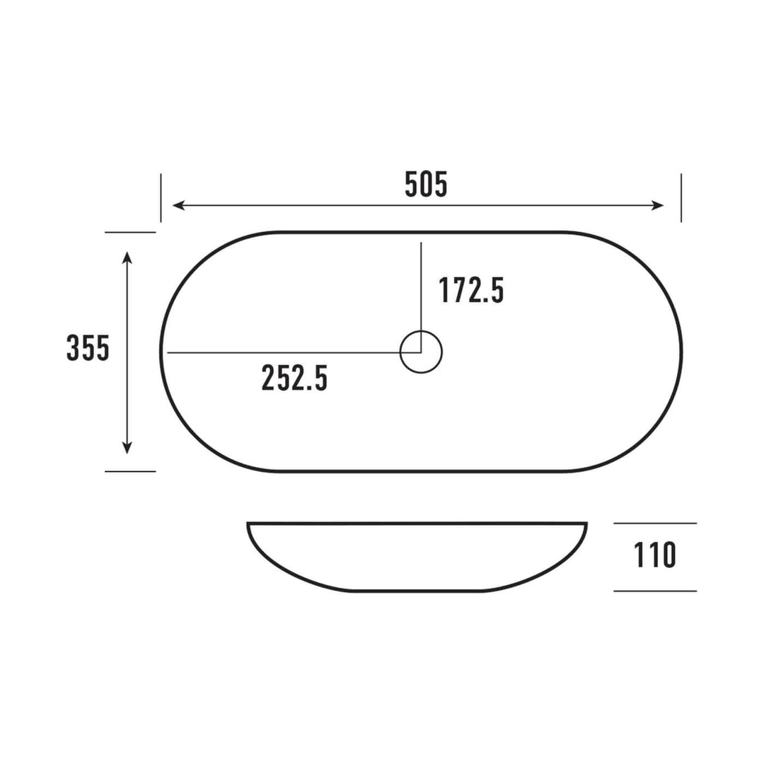 Positano Oval Solid Surface Above Counter Basin 505mm