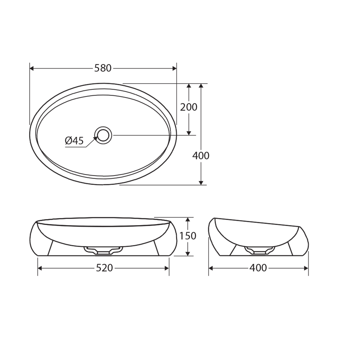 RAK Cloud Above Counter Ceramic Basin 580x400mm