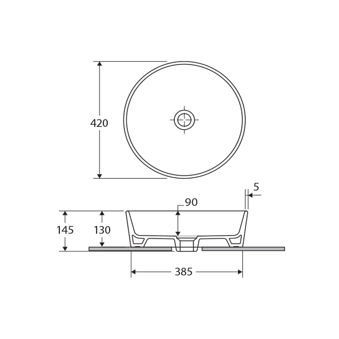 RAK Round Above Counter Ceramic Basin 420mm