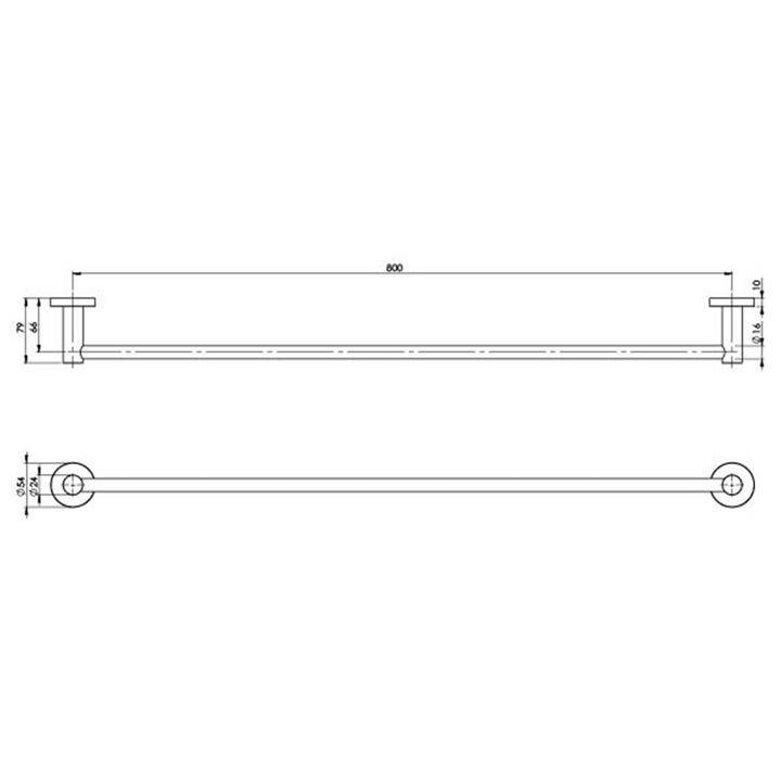 Radii Round Single Towel Rail 600-800mm