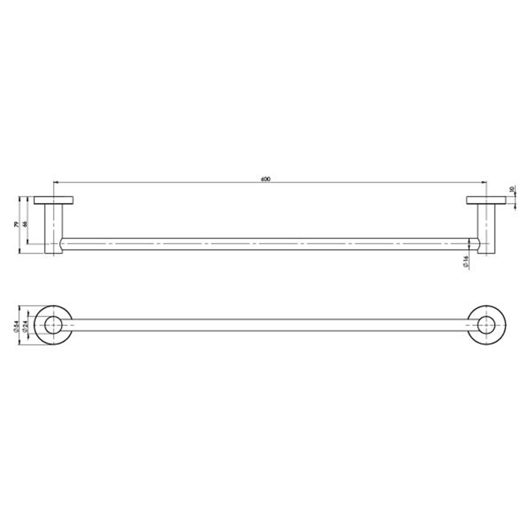 Radii Round Single Towel Rail 600-800mm