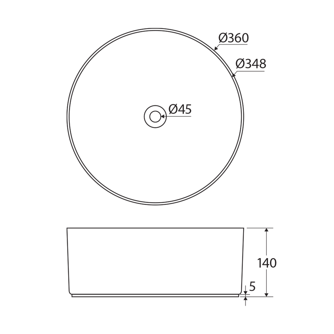 Reba Luxe Round Above Counter Basin 360mm