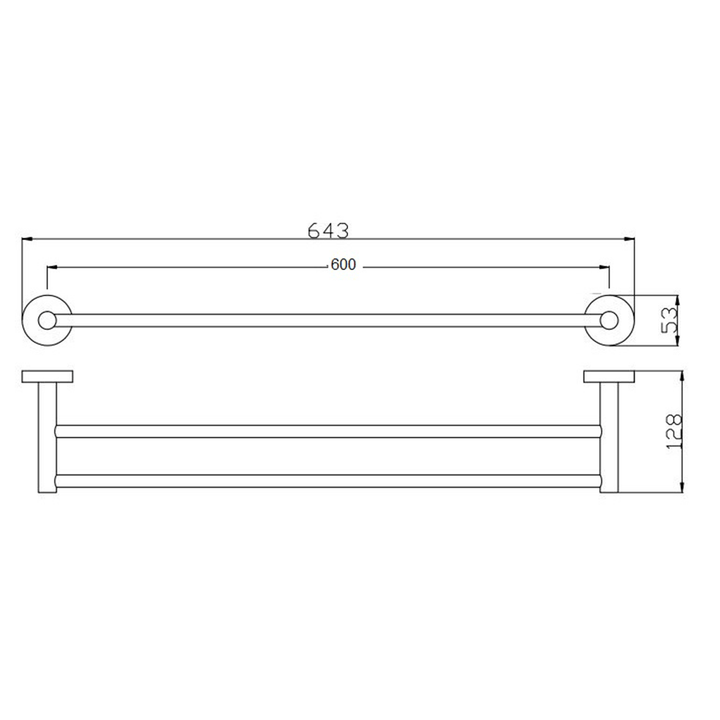 Rund Double Towel Rail 600mm/750mm