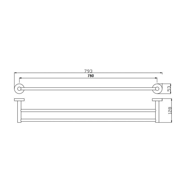 Rund Double Towel Rail 600mm/750mm