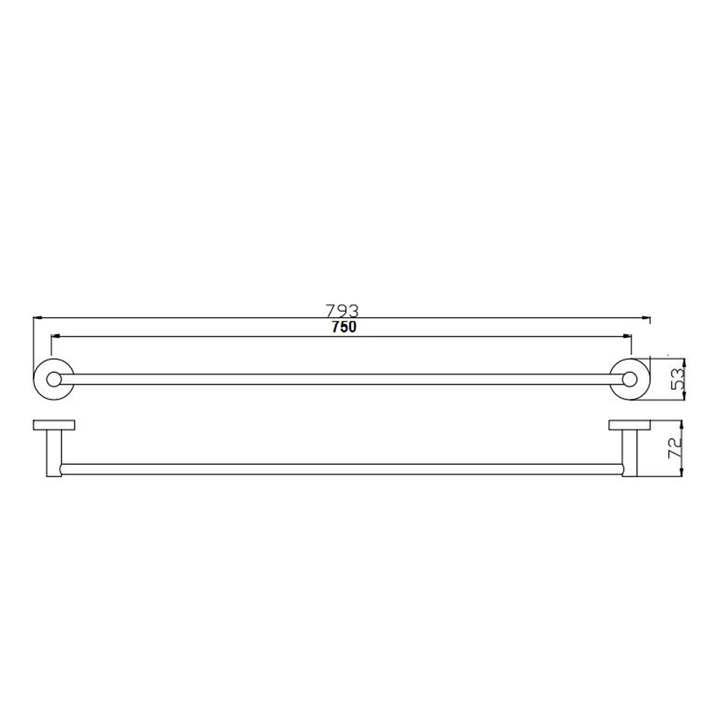 Rund Single Towel Rail 600mm/750mm