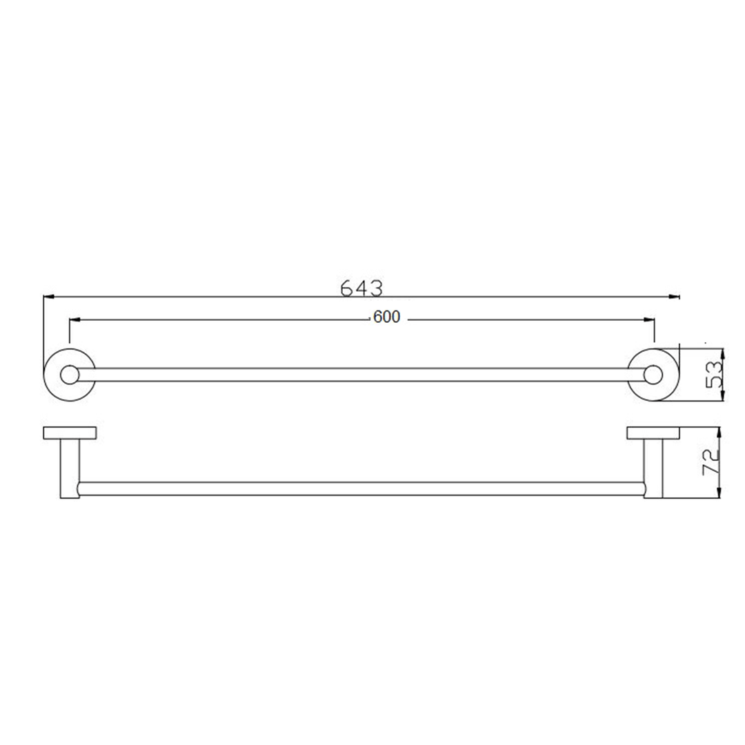 Rund Single Towel Rail 600mm/750mm