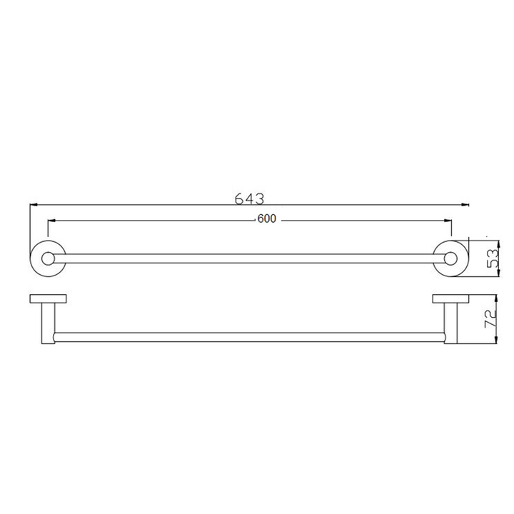 Rund Single Towel Rail 600mm/750mm