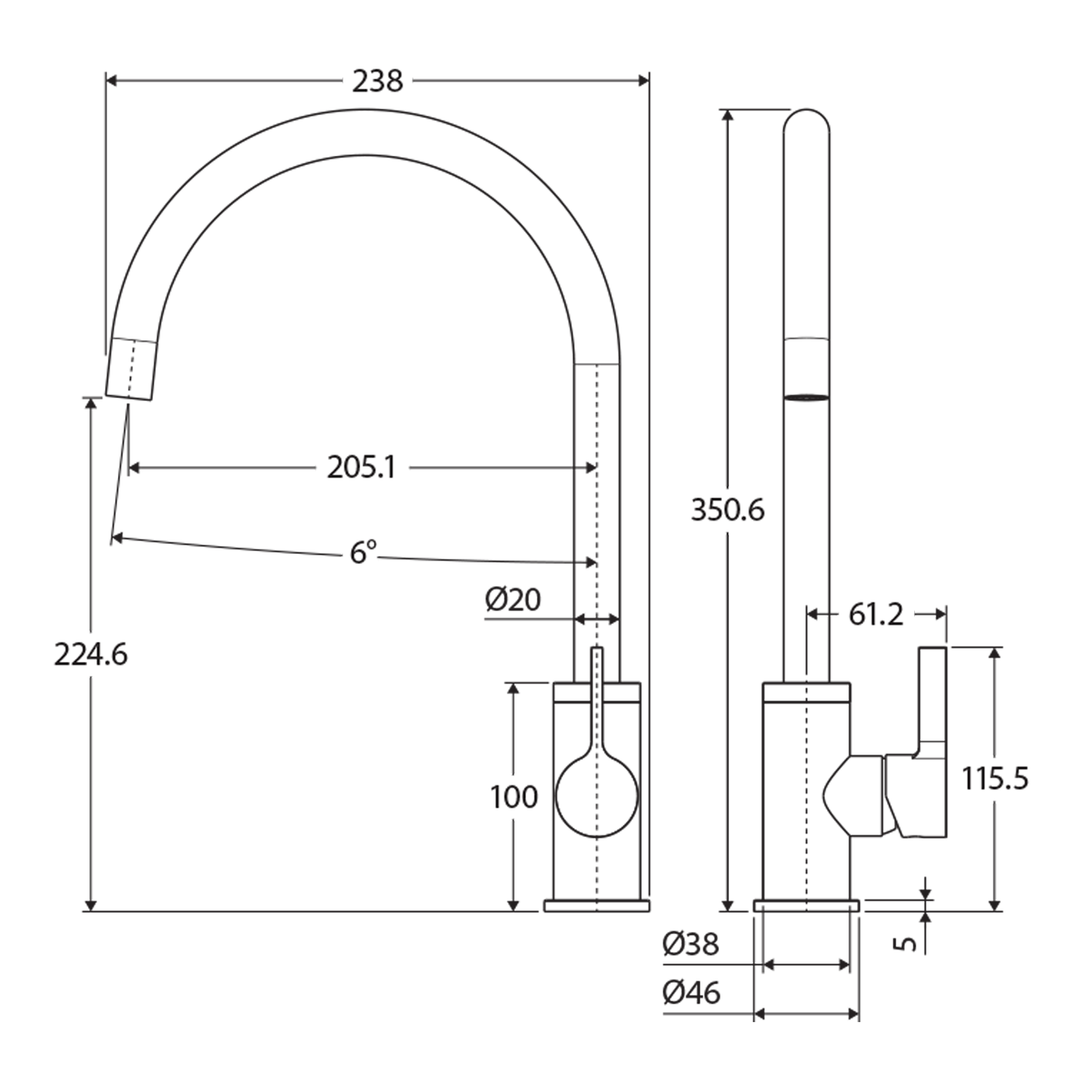 Sansa Slim Gooseneck Sink Mixer