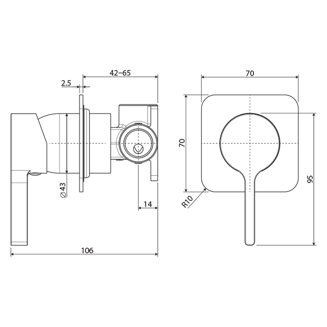 Sansa Slim Shower Wall Mixer Square Backplate