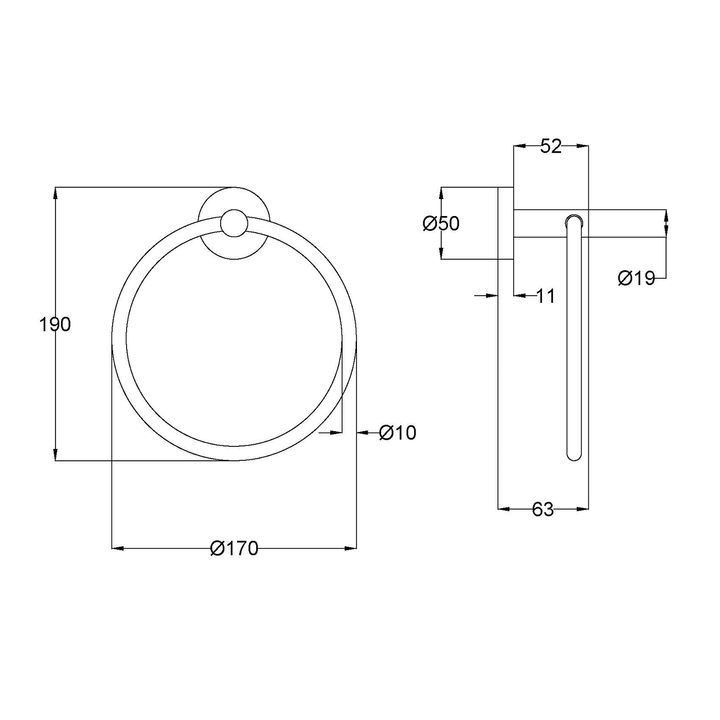 Slimline Stainless Steel Towel Holder Ring