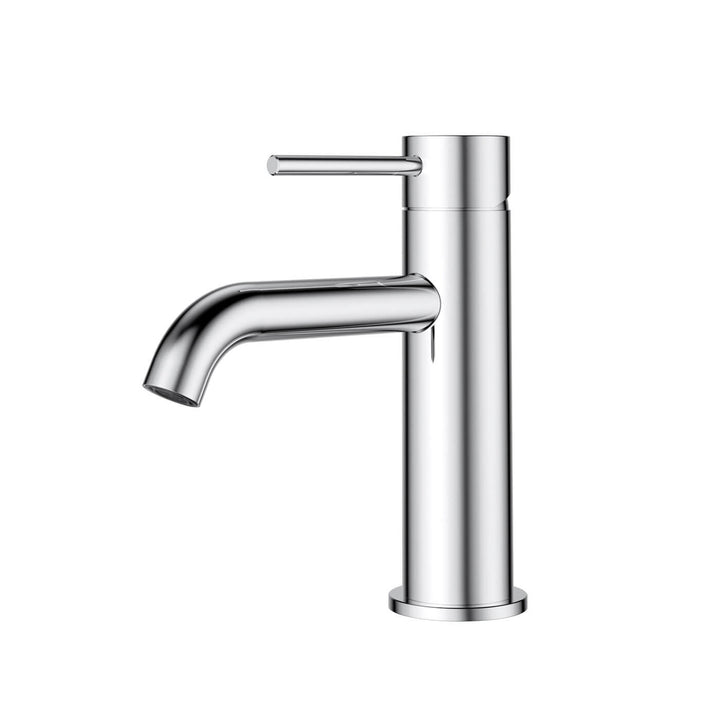 Slimline Curved Stainless Steel Short Basin Mixer