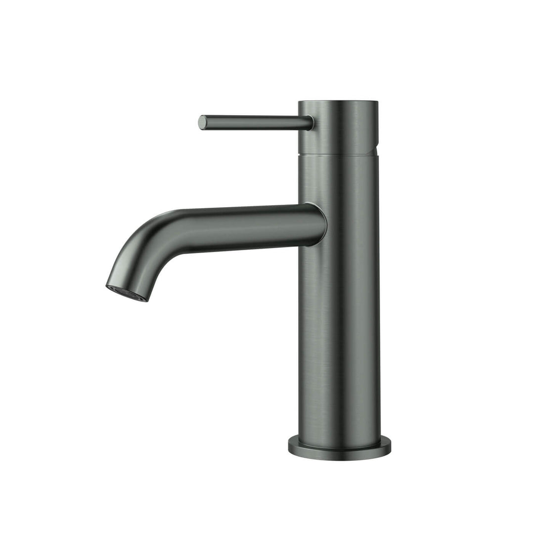 Slimline Curved Stainless Steel Short Basin Mixer