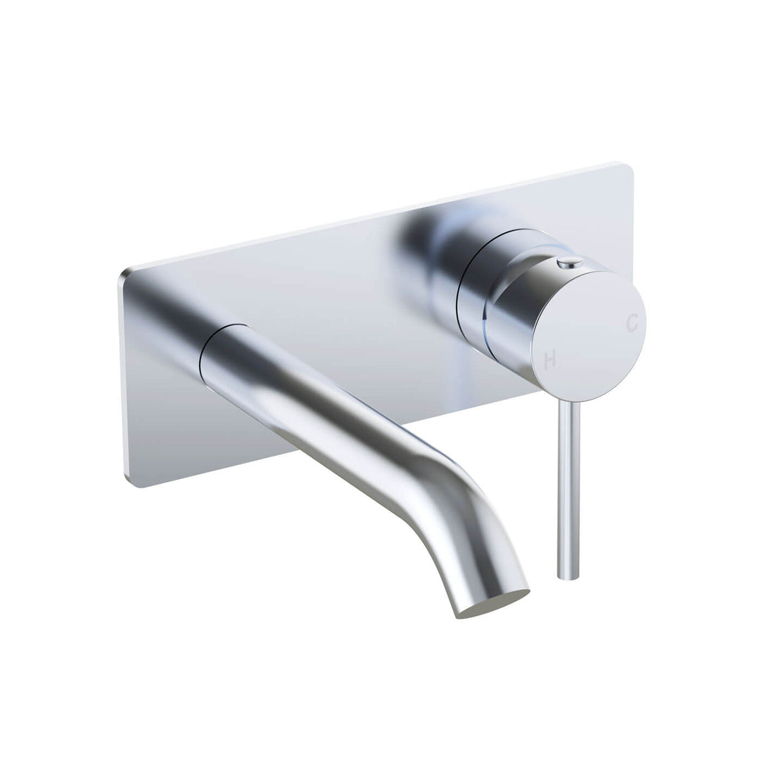 Slimline Stainless Steel Wall Mixer Set Single Backplate