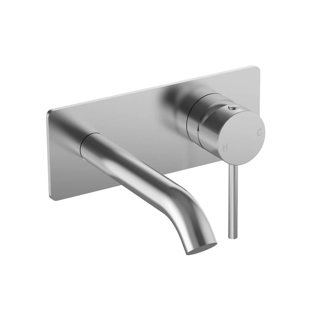 Slimline Stainless Steel Wall Mixer Set Single Backplate