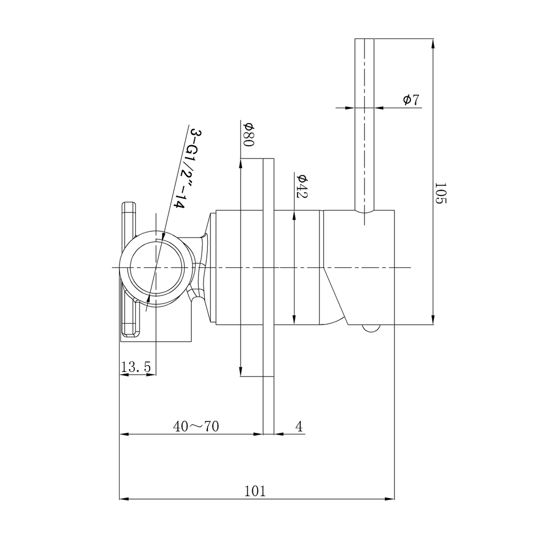 Slimline Stainless Steel Pin Lever Wall Mixer