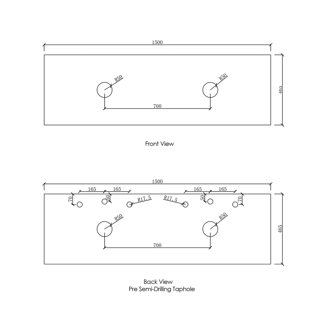 Otti Vanity Stone Benchtop (600-1800mm)