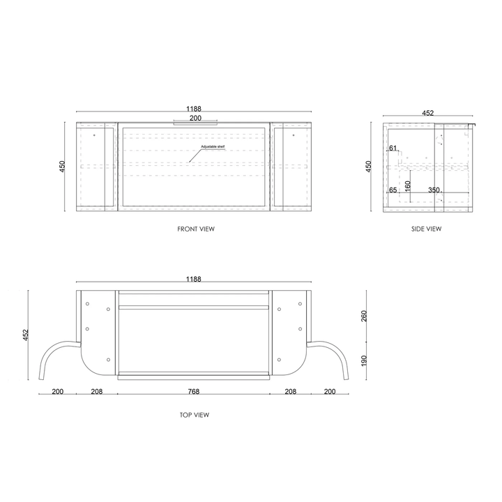 Hampshire Black Curved Wall Hung Vanity