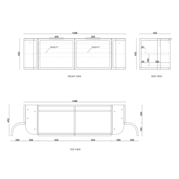 Hampshire Black Curved Wall Hung Vanity