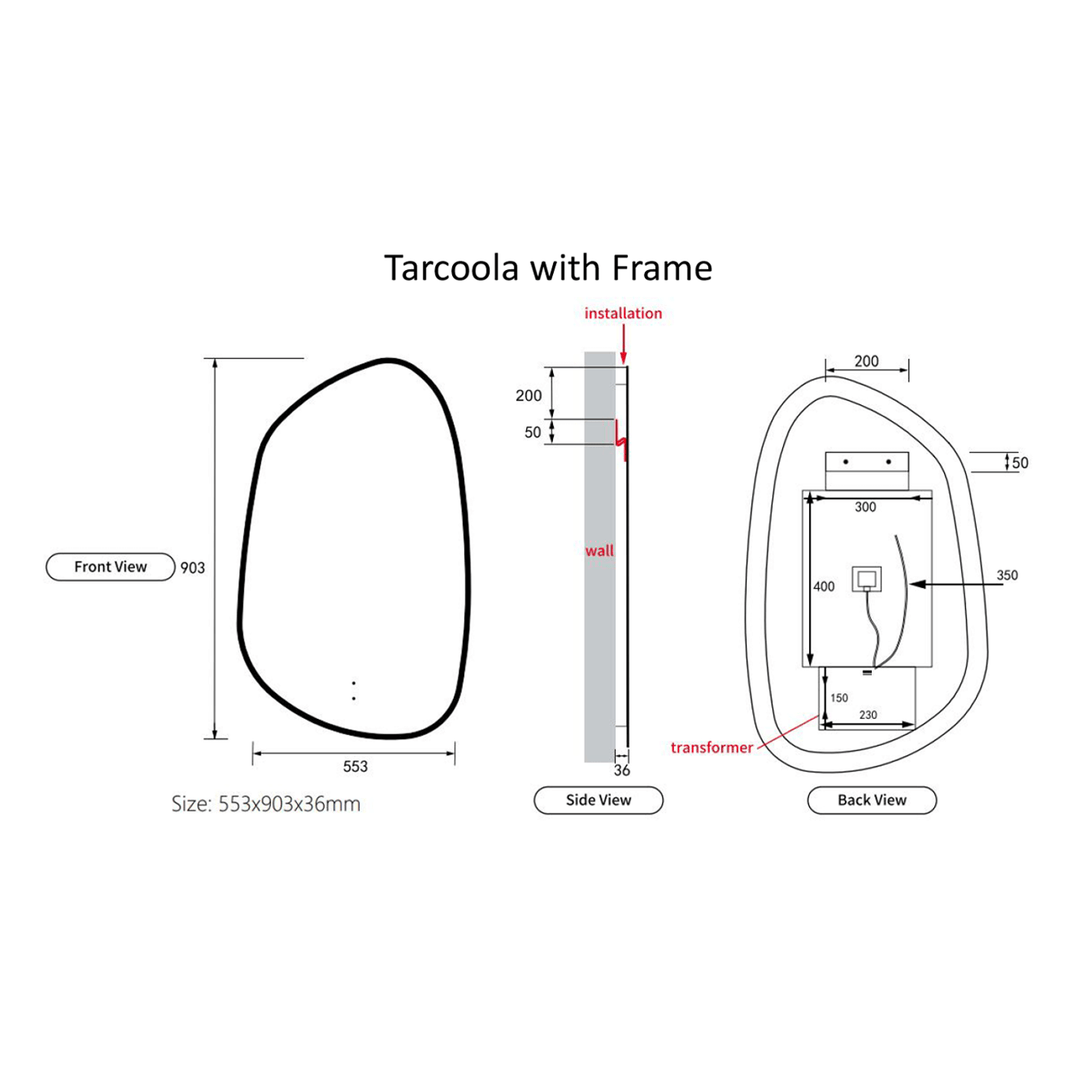 Tarcoola Asymmetrical LED Mirror 550x900mm
