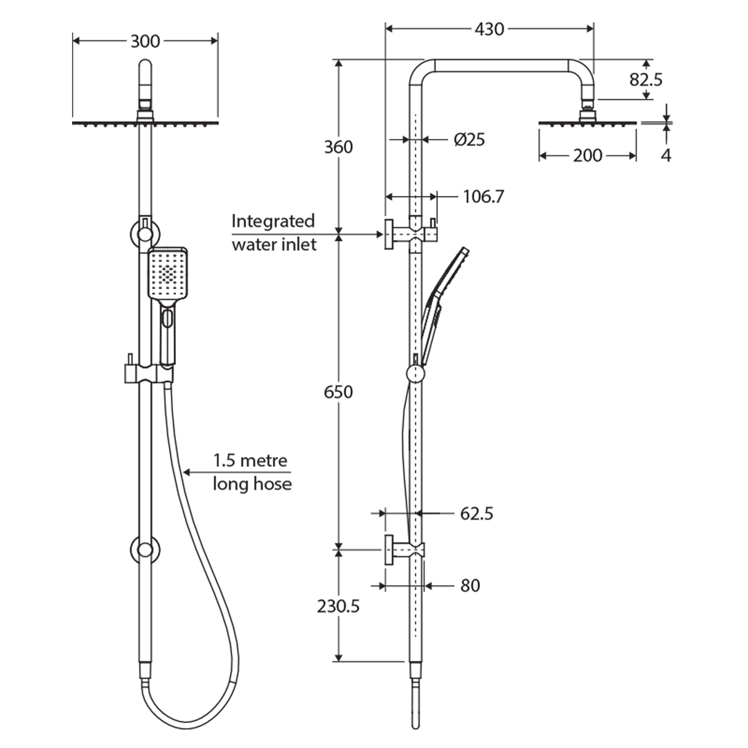 Tono Square Twin Shower Rail