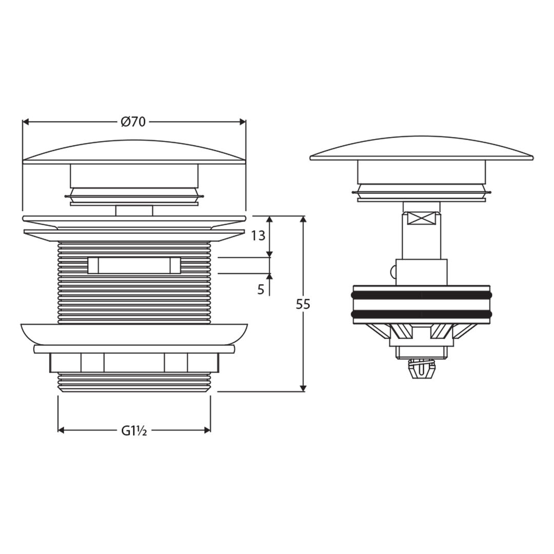 Universal Bathtub Pull-Out Pop Up Waste