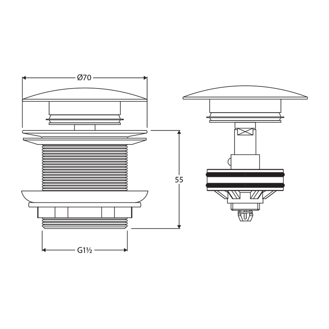 Universal Bathtub Pull-Out Overflow Pop Up Waste