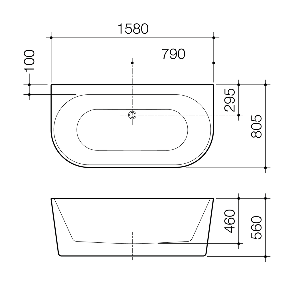 Urbane II Back to Wall Acrylic Bathtub 1400-1800mm