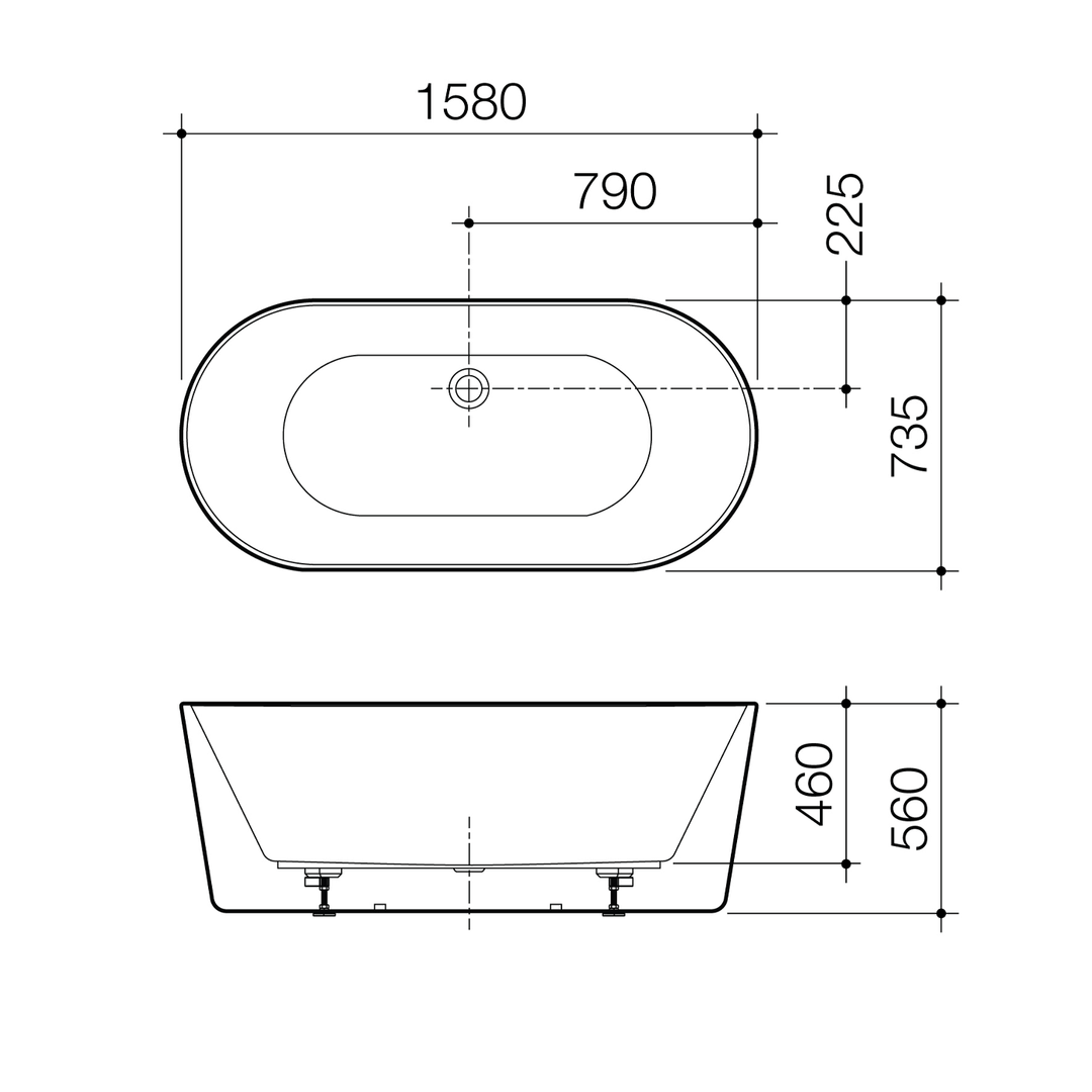 Urbane II Freestanding Acrylic Bathtub 1600-1800mm