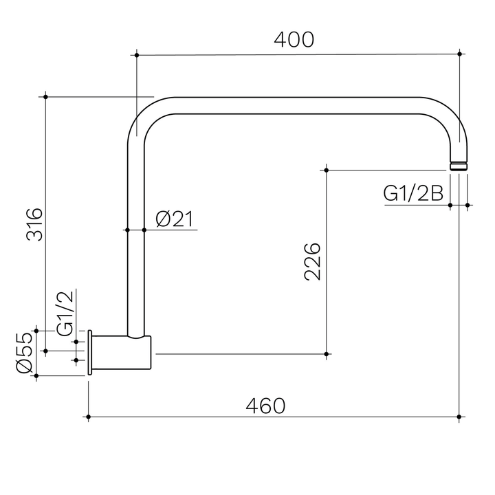 Urbane II High Rise Shower Arm