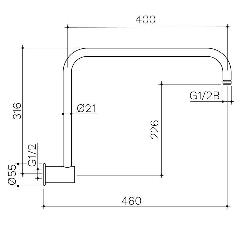 Urbane II High Rise Shower Arm