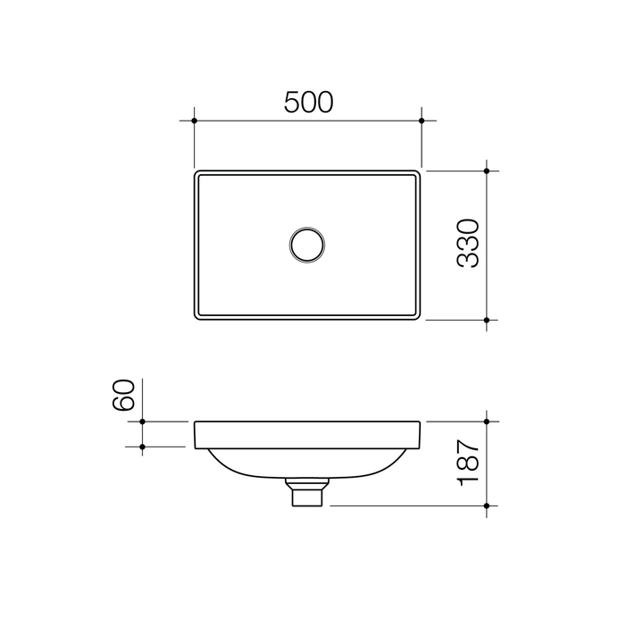 Urbane II Inset Basin 500x330mm