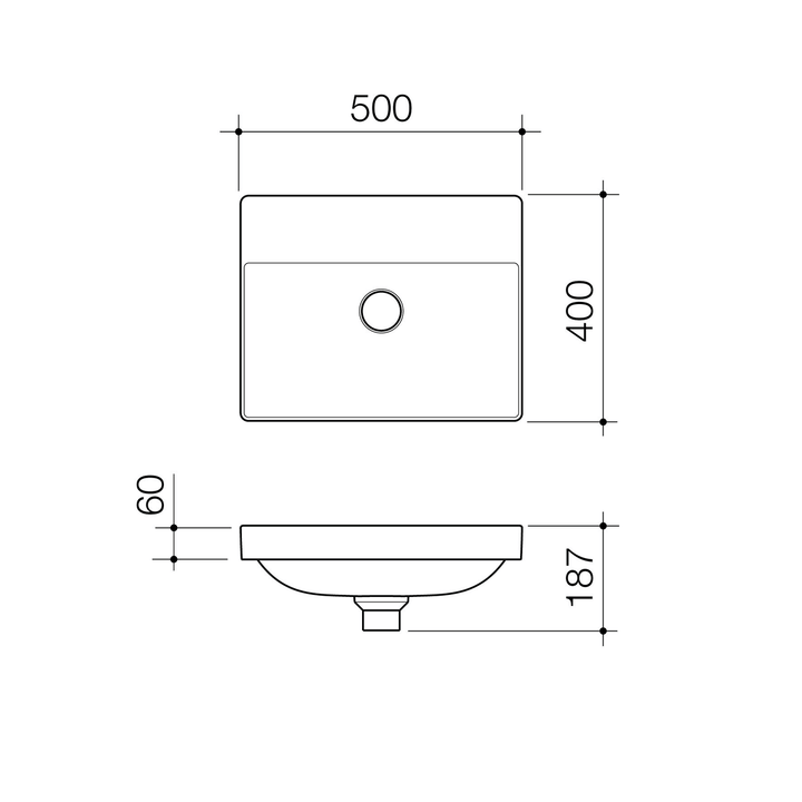 Urbane II Inset Basin 500x400mm