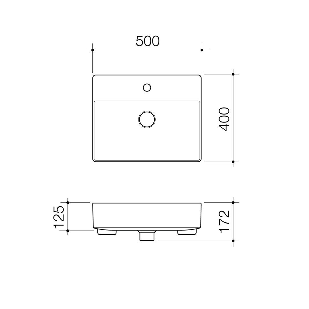 Urbane II Semi Recessed Basin 500x400mm