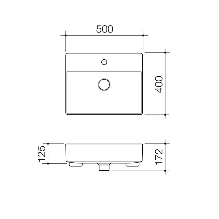 Urbane II Semi Recessed Basin 500x400mm