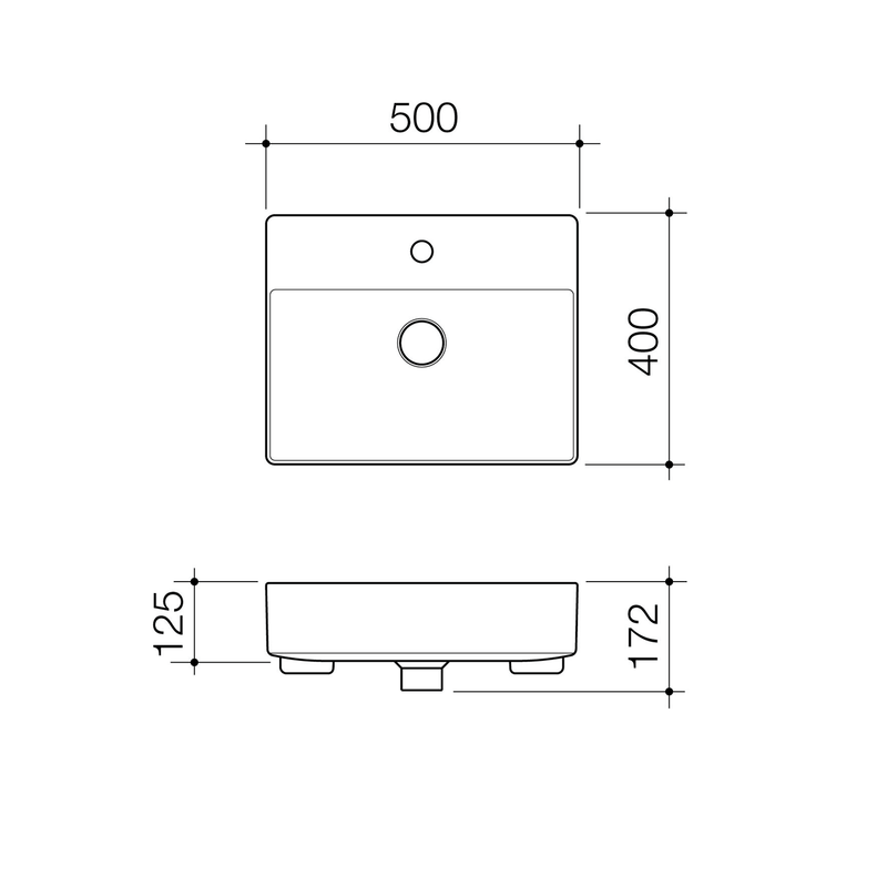 Urbane II Semi Recessed Basin 500x400mm